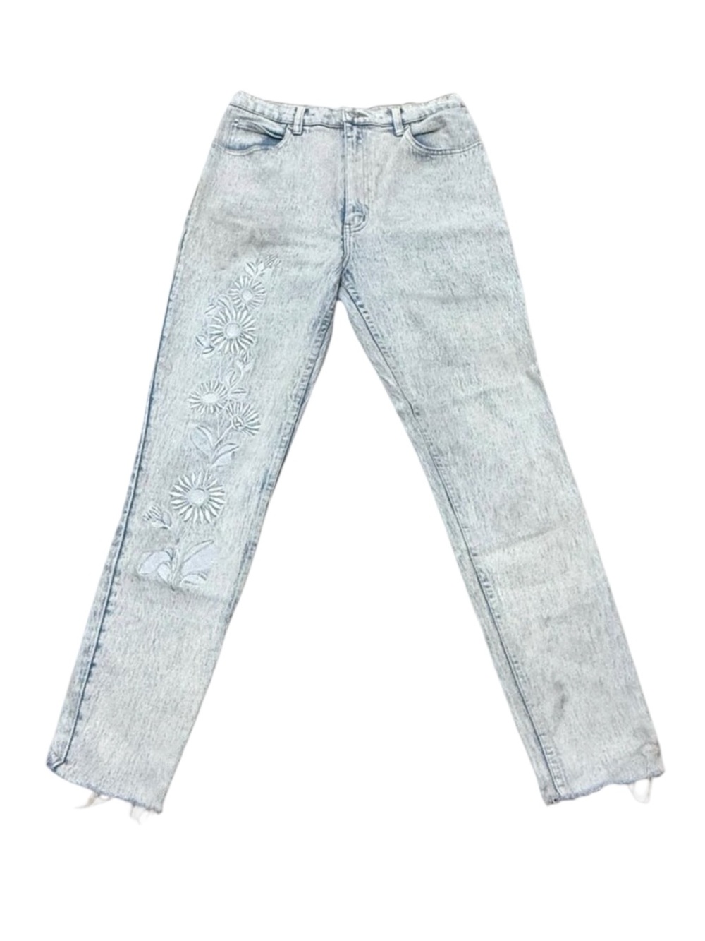 Vintage Women’s Daily Jeans Floral Embroidered Light Wash Denim 29x28 (1990s)